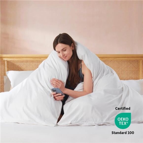 White Duvet Cover Queen Size - Soft Double Brushed Queen Duvet Cover Set - Picture 3 of 6